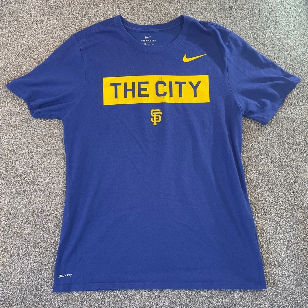 Nike Dri-Fit Golden State Warriors The City Shirt Mens‎ XL Blue Yellow NBA Tee